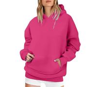 Cihdmfb Hoodie Damen Oversize Sweatshirt mit Kapuze Elegant Einfarbig Langarm Kapuzenpullover Locker Casual Pullover Sweatshirt Teenager Mädchen Basic Solide Langrmshirt Tops Streetwear(A-A03,XXL)