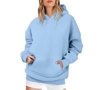 Cihdmfb Hoodie Damen Oversize Sweatshirt mit Kapuze Elegant Einfarbig Langarm Kapuzenpullover Locker Casual Pullover Sweatshirt Teenager Mädchen Basic Solide Langrmshirt Tops Streetwear(C-A05,4XL)