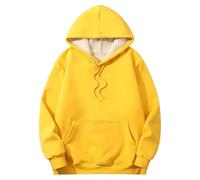 Cihdmfb Kapuzenpullover Damen Oversize Fleece GefüTterte Hoodie Winter Dicke Warme Pullover Sweatshirt Mit Kapuze Freizeit Lose Fleecepullover Sportlicher Fleece Pulli Teddyjacke(Gelb,XL)