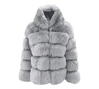 Cihdmfb Kunstfell Jacke Damen Winterjacke Kapuzenjacke Oversize Lang Pelzmantel Cardigan Winter Warm Kunstpelz Mantel Flauschige Plüschjacke Fellmantel Felljacke Teddy-Mantel Coat(D Grau,S)