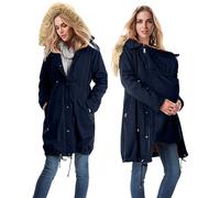 Cihdmfb Umstandsjacke Damen 3 in 1 Winter Langer Umstands Baumwolljacke Oversize Einfarbig Umstandsmode Jacke Winter Warme Steppjacken mit Kapuze Schwangerschaftsjacke mit Kordelzug(B-Marine,3XL)