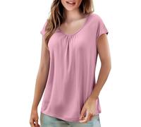 Cihdmfb Unterhemden Damen Große Größe Summer Tank Top Elegant Einfarbig Locker Weste Lässige Ärmellos Rundhals Strand Sexy Vest Tops Tunika Blusentop Bequeme Leichte Sommertops(B Rosa,6XL)