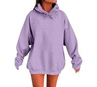 Cihdmfb Waffel Hoodie Damen Vintage Einfarbig Kapuzenpullover Winter Warm Sweatshirt mit Kapuze Teenager Mädchen Casual Langarm Pullover Sweatshirt Losoe Hoody mit Kapuze Oberteile Tops