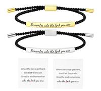 CihFnia 2 Stück Armband Gravur mit Geflochten, Remember Who You Are Motivierendes Verstellbar Armband für Damen Herren