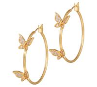 Ciieeo 1 Paar Große Creolen Ohrringe mit Schmetterlingsanhänger und Strasssteinen Modische Statement Ohrringe für Damen Leichter Modeschmuck für Partys und Hochzeiten