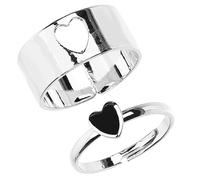 Ciieeo 1 Paar Verstellbare Offene Herzringe für Frauen Hautfreundlicher Paarring aus Silber Statement Schmuck für Valentinstag und Geschenk