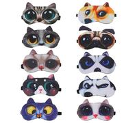 Ciieeo 10 Stück Cartoon Schlafaugenmasken Für Reisen Atmungsaktive Hautberuhigende Augenbinde in Verschiedenen Farben Augenentspannend Und Lichtblockierend