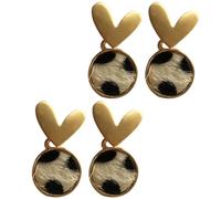 Ciieeo 2 Paar Herzförmige Ohrringe mit Kuhmuster aus Silberner Legierung Modische Ohrstecker für Damen Vielseitig für Alltag Party und Geschenk