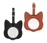 Ciieeo 2 Stück Gepäckanhänger mit Katzenmotiv aus Strapazierfähigem PU Leder Reiseanhänger für Damen und Mädchen Universell Passend für Kleines Gepäck mit Praktischem Beschriftungsfeld