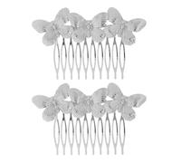 Ciieeo 2 Stück Haarschmuck Damen Vintage Haarkamm Legierung Silber für Hochzeit Brautfrisur Seitenkamm