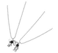 Ciieeo 2 Stück Magnetische Astronauten Halsketten für Partner aus Rostfreiem Edelstahl Silberfarbene Weltraum Ketten mit Anhänger Passende Halskette für Sie und Ihn