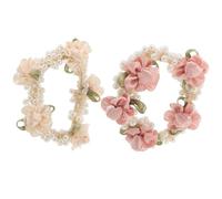 Ciieeo 2 Stück pack Elastische Haargummis mit Perlenknoten für Damen Rosa und Beige Sicherer Halt Elegantes Design für Alltag und Besondere Anlässe
