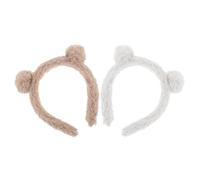 Ciieeo 2 Stück pack Flauschige Bärenohren Haarreife für Damen Weiches Plüsch Stirnband mit Rutschfestem Sitz Schminkstirnband für Spa Make Up und Cosplay