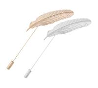 Ciieeo 2stücke Krawattennadel für Herren aus Anstecknadel in Federform Brosche für Herrenanzüge Knopflochnadel Kragenbrosche Accessoires für Herren zum Abschlussball