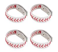 Ciieeo 4 Stück Baseball Armbänder aus PU Wachsband Verstellbare Sport Schmuckstücke mit Baseball Perlen Inspirierende Erinnerungsarmbänder und Sportpartys
