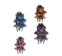 Ciieeo 4 Stück pack Strass Haarspangen mit Blumen Design Großer und Kleiner Entenschnabelclip Mehrfarbig Damen Haar Accessoires für Alltag und Besondere Anlässe