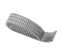 Ciieeo Elastisches Edelstahl Uhrenarmband 18mm Silber mit Federbelastetem Verschluss für Herren und Damen Uhrersatz