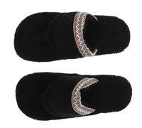 Ciieeo Gemütliche Damen Hausschuhe Warme Flauschige Sandalen mit Dicker Sohle Atmungsaktiv Leicht zum Hineinschlüpfen Größe 40-41 Schwarz für Drinnen und Spa