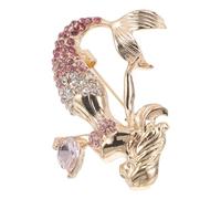Ciieeo Meerjungfrauen Brosche mit Strass und Legierung Rosa Handgefertigt Sicherer Anstecker für Frauen für Geburtstag und Hochzeit