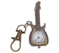 Ciieeo Retro Taschenuhr mit Quarzwerk In Gitarrenform Unisex Anhänger Schlüsselanhänger Kleiner Vintage Quarzuhr Geschenk für Musikliebhaber