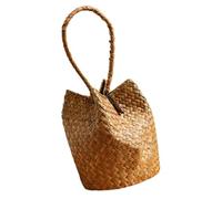 Ciieeo Seegras Strohtasche Damen Gewebte Sommer Handtasche mit Tragegriff Strapazierfähige Einkaufstasche für Strand Picknick und Alltag