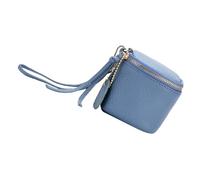 Ciieeo Tragbare Kleiner Ledertasche Damen Lippenstift Etui mit Reißverschluss Langlebiger Kosmetiktasche für Reisen und Alltag Münzbeutel mit Lanyard Blau
