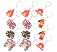 CIMAXIC Feuerwehrmann Schlüsselanhänger Mit Feuerwehrauto Anhänger 9X4X0.3Cm Leicht Praktisch Für Schlüssel Deko Geschenk Feuerwehr Fan Partyzubehör