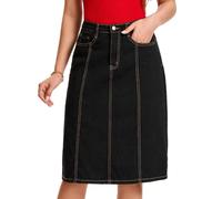 CIMUK Damen A-Linie Jeansrock Midi | HochtailliertElastischer Bund Hinten Lässig Rock