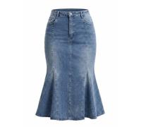CIMUK Damen Jeansrock Fischschwanz Midi Rock