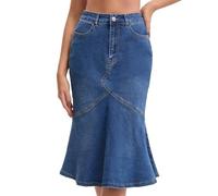 CIMUK Damen Midi Jeansrock mit Fischschwanzsaum