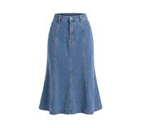 CIMUK Damen Rock Midi Jeansrock Hochtailliert A-Linie Meerjungfrauenschnitt Lässiger Jeansrock Hellblau M