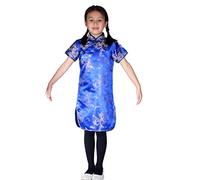 Cinda Mädchen Satin Drache und Phönix Chinesische Kleid Blau 146-152