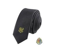 Cinereplicas Harry Potter Krawatte mit Brosche, Deluxe Edition, offizielles Lizenzprodukt, Hogwarts, Einheitsgröße, 100% Mikrofaser, Lieferung mit 1 Geschenkbox, Schwarz, Hogwarts Deluxe, One size