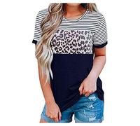 cinnamou Blusen & Tuniken für Damen - Oberteile Damen Plus Size Rundhals Kurzarm Splice T Shirt Bluse Tops Tops für Damen Kleidung Frauen Sommer Shirt Frau Teenager Mädchen T-Shirt Damen Oberteile