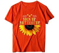 cinnamou Blusen & Tuniken für Damen - T-Shirt Damen Plus Size Sunflower Print Rundhals Kurzarm T Shirt Bluse Tops Bluse Damen Elegant Kleidung Frauen Sommer Shirt Frau Teenager Mädchen T-Shirt