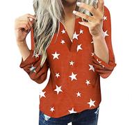 cinnamou Blusen & Tuniken für Damen - Tops Damen Casual Cotton Langarm Star Shirt Damen Slim Jacket Shirt Top Bluse Damen Kleidung Frauen Sommer Shirt Frau Teenager Mädchen T-Shirt Damen Tshirt