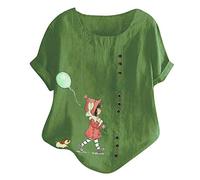 cinnamou T-Shirts für Damen - Damen Oberteile Hals Damenbluse Ärmel Frauen Kurze Knopfdruck lässige Top Fashion Runde Damenbluse Tops Damen Kleidung Frauen Sommer Shirt Frau Teenager Mädchen T-Shirt