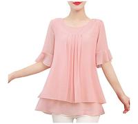 cinnamou T-Shirts für Damen - Damen Oberteile Top solide Chiffon Casual Hemd für Frauen Bluse für Frauen Tops Damen Kleidung Frauen Sommer Shirt Frau Teenager Mädchen T-Shirt Bluse Damen
