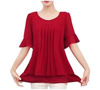 cinnamou T-Shirts für Damen - Damen Oberteile Top solide Chiffon Casual Hemd für Frauen Bluse für Frauen Tops Damen Kleidung Frauen Sommer Shirt Frau Teenager Mädchen T-Shirt Bluse Damen