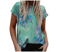 cinnamou T-Shirts für Damen - Damen Pullover Bluse T Shirt Ärmel Loose Print Causal Short Top Damen Sommer Tops Damenbluse Oberteile Damen Kleidung Frauen Sommer Shirt Frau Teenager Mädchen T-Shirt