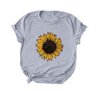 cinnamou T-Shirts für Damen - T-Shirts für Damen Frauen Plus Größe Sonnenblumendruck Rundhalsband T Shirt Blusenoberteile T-Shirt Damen Kleidung Frauen Sommer Shirt Frau Teenager Mädchen T-Shirt