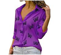 cinnamou T-Shirts für Damen - T-Shirts für Damen Knopfbluse Mode Frauen T Shirts mit Ärmeln und Langen Töpfen im Druck lässige V Ausschnitt Damenbluse Sommer Shirt Frau Teenager Mädchen T-Shirt