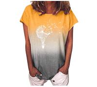 cinnamou Tops, T-Shirts & Blusen für Damen - Bluse Damen Elegant Kurze O Ausschnitt Frauen Druckoberteile Blusen Ärmeln für Frauen Mode Gradient T Shirt Bluse für Frauen Sommer Shirt