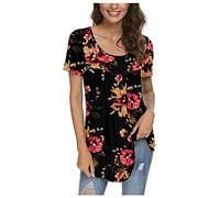 cinnamou Tops, T-Shirts & Blusen für Damen - T Shirt Damenhemden, lockeres, tägliches, stilvolles Top Shirt T-Shirts für Damen Kleidung Frauen Sommer Shirt Frau Teenager Mädchen T-Shirt T-Shirt Damen