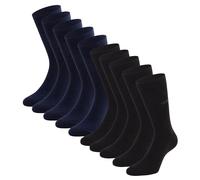 CINQUE Herren Socken, 10er Pack - Business-Socken, Baumwollmischung, Logo, einfarbig Schwarz/Dunkelblau 39-42