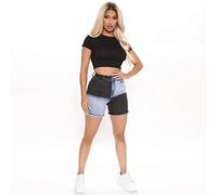 Cinskyc Denim-Shorts Für Damen - Getäfelte Hohe Taille Ausgefranster Saum Gewaschene Sommerjeans Kurze Hotpants Mit Taschen Bequeme Lässige Kurze Hose Aus Baumwolle Wie Abgebildet, XL