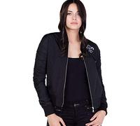 Cipo & Baxx Damen Freizeitjacke Bomberjacke Übergangs Kapuze Outdoor Jacke mit Ornament-Design Schwarz M