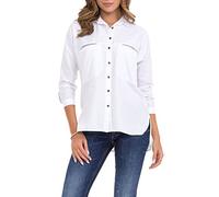 Cipo & Baxx Damen Hemd Bluse Taschen Streifen Baumwolle WH133 Weiß L