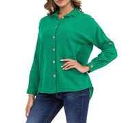Hemdbluse CIPO & BAXX "Hemdbluse", Damen, Gr. M, grün, 70% Baumwolle;30% Leinen, unifarben, casual, relaxed fit, Langarm Manschette, Blusen, mit Kontrastnähten, WH132 (41727115-M) grün