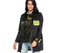 Cipo & Baxx Damen Jacke WJ188 Schwarz - Leichte Übergangsjacke im Modernen Casual Streetwear Stil mit Reißverschluss, Taschen & Kapuze - Stylische Freizeitjacke für Alltag & Party - WJ188 Schwarz L